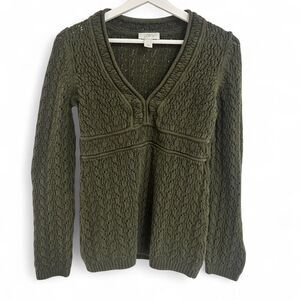 Ann Taylor LOFT Green V Neck Cotton Sweater Women’s Size Medium